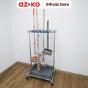 AZKO Maxbuilt Organizer Sapu & Alat Pel - Abu-Abu Broom And Mop Holder Tempat Sapu Dan Pel Organizer Alat Kebersihan
