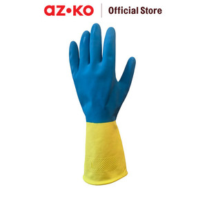 AZKO Proclean Sarung Tangan Panjang Latex - Biru/Kuning Rubber Cleaning Hand Gloves Cleaning Tools Pelindung Tangan Kebersihan Elastis Reusable Anti Slip Gloves