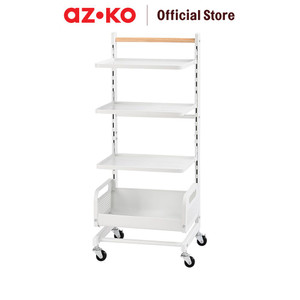AZKO Stora Rak Troli 4 Tingkat Adjustable Tempat Penyimpanan Multifungsi Dengan Roda Storage Trolley Wheels Rack Perlengkapan Rumah Tangga