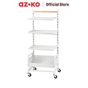 AZKO Stora Rak Troli 4 Tingkat Adjustable Tempat Penyimpanan Multifungsi Dengan Roda Storage Trolley Wheels Rack Perlengkapan Rumah Tangga