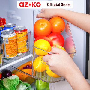 AZKO Stora Wadah Penyimpanan Kulkas Grinn Fridge Organizer Wadah Penyimpanan Kulkas Refrigerator Can And Bottle Tray