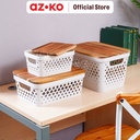 AZKO Stora Keranjang Penyimpanan Diamond Dengan Tutup Acacia Storage Basket Kotak Penyimpanan Serbaguna Bin Organizer Tempat Simpan Barang