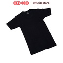 AZKO Alph Tshirt Basic Men Black M Pakaian Kasual Tee Shirt Baju Tanpa Kerah Atasan Lengan Pendek Polos Fashion Pria