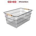 AZKO Stora Keranjang Penyimpanan - Hitam Handle Storage Basket Kotak Penyimpanan Serbaguna Bin Organizer Tempat Simpan Barang