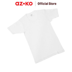 AZKO Alph Tshirt Basic Men White M Pakaian Kasual Tee Shirt Baju Tanpa Kerah Atasan Lengan Pendek Polos Fashion Pria