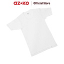 AZKO Alph Tshirt Basic Men White M Pakaian Kasual Tee Shirt Baju Tanpa Kerah Atasan Lengan Pendek Polos Fashion Pria