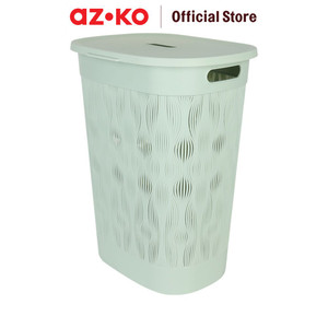 AZKO Stora 44X34.5X57 cm Hamper Keranjang Laundry Leaves - Hijau Tempat Baju Pakaian Kotor Wadah Cucian Laundry Basket Perlengkapan Rumah Tangga