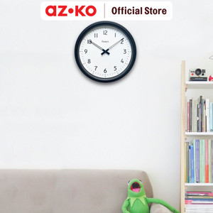 AZKO Forhom 30 cm Kohi Jam Dinding Plastik - Hitam/Putih Wall Clock Jam Tembok Analog Aesthetic Dekorasi Rumah Hiasan Dinding