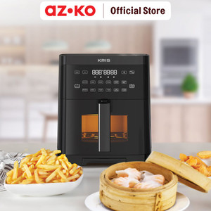AZKO Kris 5 ltr Air Fryer Digital Dengan Steam 1000 Watt - Hitam Alat Masak Goreng Pembuat Makanan Penggoreng Tanpa Minyak Elektronik Dapur