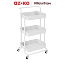 AZKO Stora Cora Rak Troli 3 Tingkat Tempat Penyimpanan Multifungsi Dengan Roda Storage Trolley Wheels Rack Perlengkapan Rumah Tangga