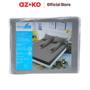 AZKO Sleeplite Set Seprai Microfiber - Abu-Abu Sprei Polos Seprai Aesthetic Seprei Sheet Set Bed Sheet Aksesoris Tempat Tidur Set Sarung Bantal Sarung Guling