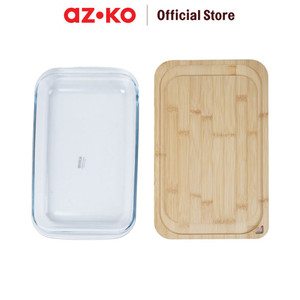 AZKO Kris Loyang Kue Rectangle Dengan Tutup Bambu Tray Adonan Wadah Panggang Kue Cetakan Keik Baking Pan Perlengkapan Masak