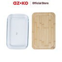 AZKO Kris Loyang Kue Rectangle Dengan Tutup Bambu Tray Adonan Wadah Panggang Kue Cetakan Keik Baking Pan Perlengkapan Masak