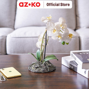 AZKO Arthome 34 Cm Bunga Artifisial Orchid Soil - Putih