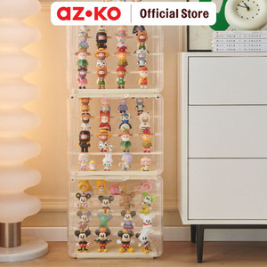 AZKO Stora 37X19.5X32.5 cm Kotak Pajang Action Figure 3 Tingkat - Putih Ivory Display Box Tempat Koleksi Pajangan Storage Tempat Hiasan Dekorasi Rumah