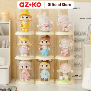 AZKO Stora 7.5X7.5X9.8 cm Kotak Pajang Action Figure Single Round - Putih Ivory Display Box Tempat Koleksi Pajangan Storage Tempat Hiasan Dekorasi Rumah