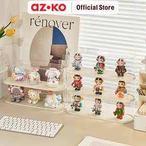 AZKO Stora 31.5X9X10 cm Kotak Pajang Action Figure Double Round - Putih Ivory Display Box Tempat Koleksi Pajangan Storage Tempat Hiasan Dekorasi Rumah