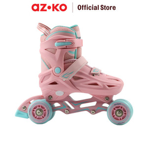 AZKO Berwyn Ukuran S Sepatu Roda Inline Skate - Pink/Hijau Inline Skates Roller Shoes Perlengkapan Olahraga