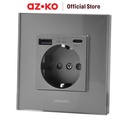 AZKO Krisbow Stop Kontak Dinding Glass Frame - Silver/Abu-Abu Wall Socket Electric Socket Terminal Colokan Listrik Kotak Kontak Peralatan Elektronik