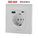 AZKO Krisbow Stop Kontak Dinding Glass Frame - Putih Wall Socket Electric Socket Terminal Colokan Listrik Kotak Kontak Peralatan Elektronik
