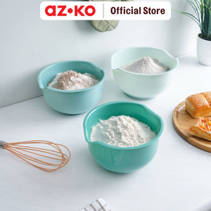 AZKO Kris Set 3 Pcs Mangkuk Adonan - Hijau Mangkok Baskom Adonan Food Grade Dough Mixing Bowl Wadah Hidangan Peralatan Masak Perlengkapan Dapur