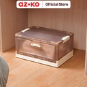 AZKO Stora 51X35X26 cm Kotak Penyimpanan Lipat - Putih Vanilla Wadah Kotak Simpan Serbaguna Foldable Storage Box Dengan Handle Boks Organizer