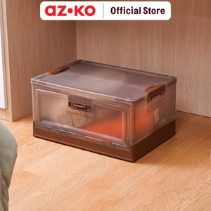 AZKO Stora 51X35X26 cm Kotak Penyimpanan Lipat - Cokelat Choco Wadah Kotak Simpan Serbaguna Foldable Storage Box Dengan Handle Boks Organizer
