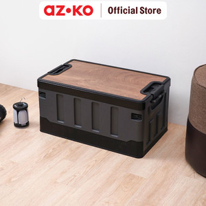 AZKO Maxbuilt Kotak Penyimpanan Lipat - Hitam/Abu-Abu Wadah Kotak Simpan Serbaguna Foldable Storage Box Dengan Handle Boks Organizer