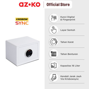 AZKO Krisbow Sync 35X25X25 cm Smart Brankas Besi Layar Sentuh F2401S Steel Safe Touch Screen Lemari Brangkas Pintar Safety Box Tempat Simpan Barang Berharga Brankas Digital Keamanan Rumah