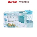 AZKO Smash Set 4 Pcs Kotak Makan Anak 2 Sekat Shark - Biru Lunch Box Food Grade Food Box Dengan Clip Kotak Bekal Makan Bpa Free Wadah Makanan
