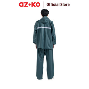 AZKO Otto Klasse Ukuran Xxl Jas Hujan Dengan Reflector - Hijau Blackis Raincoat Mantel Hujan Baju Pelindung Ujan Ponco Perlengkapan Berkendara