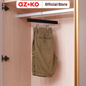 AZKO Stora 35.5 cm Hanger Aluminium Dengan Rubber - Hitam Henger Gantungan Baju Serbaguna Shirt Hook Perlengkapan Rumah Tangga