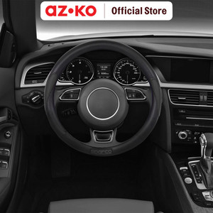 AZKO Sparco Set 3 Pcs Sarung Stir Mobil & Bantalan Bahu - Hitam Steer Cover Aksesoris Interior Mobil Case Setir Dekorasi Mobil
