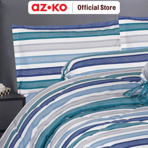 AZKO Sleeplite Seprai Microfiber Stripe Atlas Sprei Motif Seprai Aesthetic Seprei Sheet Set Bed Sheet Aksesoris Tempat Tidur Set Sarung Bantal Sarung Guling Bedcover