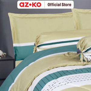 AZKO Sleeplite Seprai Microfiber Stripe Spruce Sprei Motif Seprai Aesthetic Seprei Sheet Set Bed Sheet Aksesoris Tempat Tidur Set Sarung Bantal Sarung Guling Bedcover