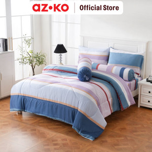 AZKO Sleeplite Seprai Microfiber Stripe Maisie Sprei Motif Seprai Aesthetic Seprei Sheet Set Bed Sheet Aksesoris Tempat Tidur Set Sarung Bantal Sarung Guling