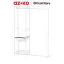 AZKO Stora Gantungan Pakaian Retrackable Dengan Laci - Putih Stand Hanger Gantungan Baju Berdiri Clothes Organizer Standing Clothing Rack