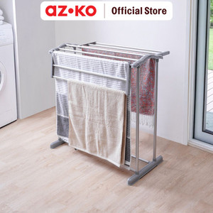 AZKO Stora Jemuran Handuk Lipat 9 Bar Aluminium - Abu-Abu Tempat Jemur Anduk Drying Rack Gantungan Kain Lap Badan Mandi Towel Rack