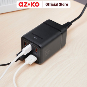 AZKO Krisbow Desktop Charger 3 Usb A & 2 Usb C Gan 75 watt Konektor Perangkat Elektronik Adapter Usb A Usb C Aksesoris Gadget Converter