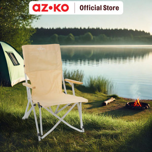 AZKO Soleil Massive Kursi Lipat Berlengan Aluminium - Krem Beige Multifunctional Foldable Chair Tempat Duduk Serbaguna Kursi Piknik Bangku Kemah