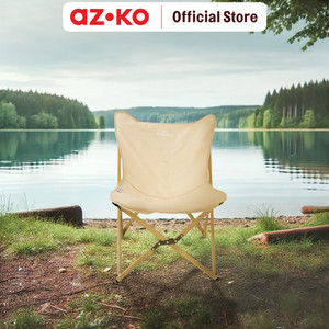 AZKO Soleil Massive Kursi Lipat Aluminium - Krem Beige Multifunctional Foldable Chair Tempat Duduk Serbaguna Kursi Piknik Bangku Kemah