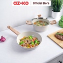 AZKO Kris Set 3 Pcs Wajan Penggorengan & Panci Casserole - Krem Frypan Pan Wok Anti Lengket Non Stick Teflon Penggoreng Alat Masak Perlengkapan Dapur