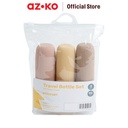AZKO Passport 90 ml Set 3 Pcs Botol Travel Travel Bottle Wadah Sabun Sampo Lotion Praktis Serbaguna Perlengkapan Traveling