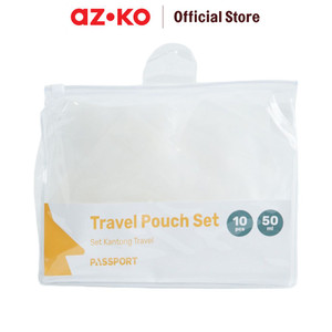AZKO Passport 50 ml Set 10 Pcs Kantong Cairan Travel Travel Pouch Wadah Sabun Sampo Lotion Praktis Serbaguna Perlengkapan Traveling