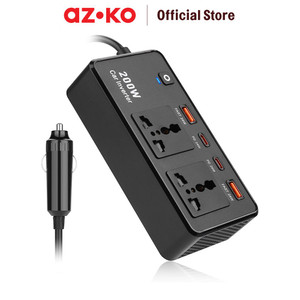 AZKO Krisbow Power Inverter 200 Watt Dengan Usb Alat Penyuplai Arus Listrik Pengubah Daya Listrik Perlengkapan Elektrik