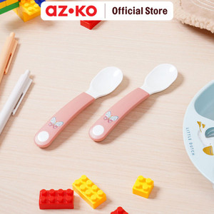 AZKO Rosti Set 2 Pcs Sendok Makan Bayi Butterfly - Pink Baby Table Spoon Food Grade Eating Utensil Sendok Makan Peralatan Makan