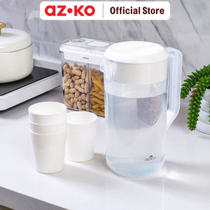 AZKO Delicia 2 ltr Set 5 Pcs Teko Minum & Gelas Set Water Jug With Glass Pitcher Dengan Tutup Dan Handle Wadah Penyimpanan Air Peralatan Minum