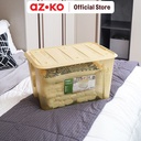 AZKO Stora 62.8X43.1X36.8 cm Kotak Penyimpanan Dengan Tutup & Roda - Krem Kotak Serbaguna Plastik Wadah Simpan Storage Box Dengan Handle Boks Organizer