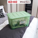 AZKO Stora 62.8X43.1X36.8 cm Kotak Penyimpanan Dengan Tutup & Roda - Hijau Kotak Serbaguna Plastik Wadah Simpan Storage Box Dengan Handle Boks Organizer