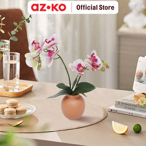 AZKO Forhom Tanaman Artifisial Orchid 2 Stem Dengan Pot - Pink Tumbuhan Tanaman Buatan Dekorasi Plant Sintetis Pajangan Rumah Serbaguna Hiasan Properti Foto